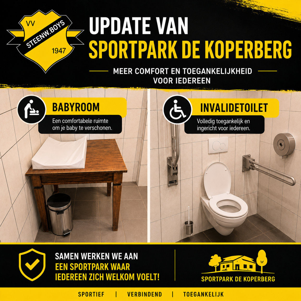 Update van Sportpark De Koperberg: de nieuwe babyroom en het invalidetoilet
