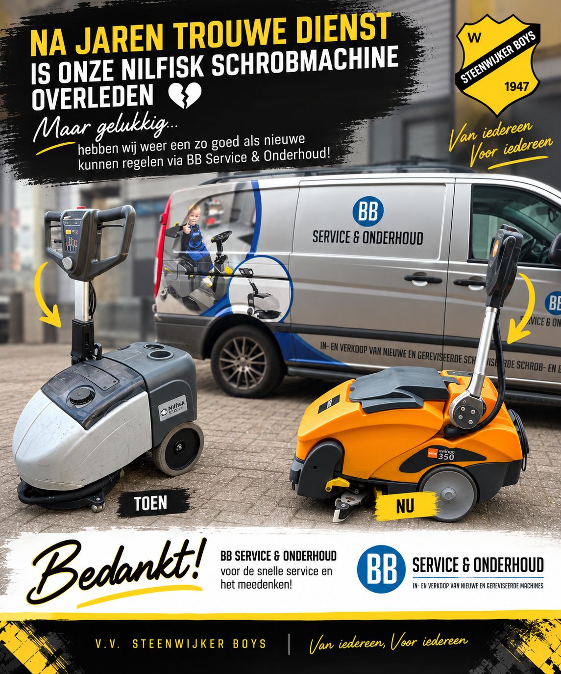 Oude schrobmachine overleden